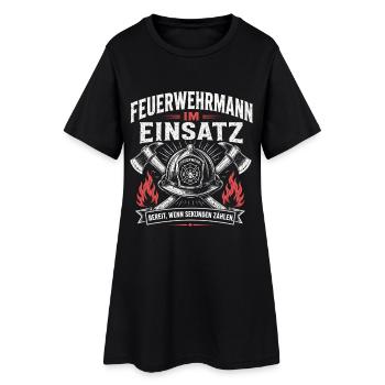 Feuerwehrmann im Einsatz Shirt - Frauen T-Shirt-Kleid - Schwarz - Vorne