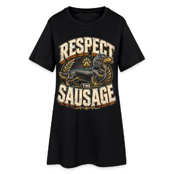 Teckel Teckel aux cheveux de fil Respecte la saucisse - Robe T-shirt Femme - noir - Devant