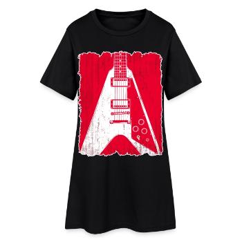 Graffiti-Gitarren-Silhouette - Frauen T-Shirt-Kleid - Schwarz - Vorne