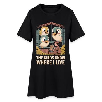 Les oiseaux connaissent ma maison - Robe T-shirt Femme - noir - Devant