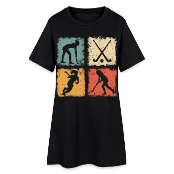 Visuel rétro de hockey sur gazon pour femmes et filles - Robe T-shirt Femme - noir - Devant