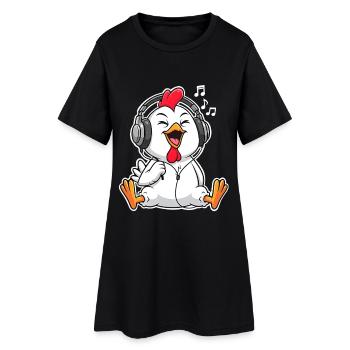 Chicken Chicks Singing Listening to Music - Women’s T-Shirt Dress - black - Front