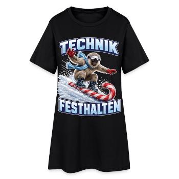 Brillenlangur auf der Zuckerstange - Frauen T-Shirt-Kleid - Schwarz - Vorne