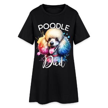 Pudel Papa - Frauen T-Shirt-Kleid - Schwarz - Vorne