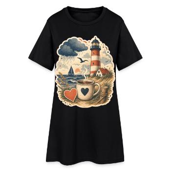 Nordküste Leuchtturm - Frauen T-Shirt-Kleid - Schwarz - Vorne