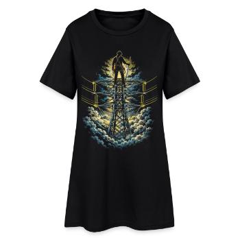 Leitungsmonteur Freileitungsmonteur - Frauen T-Shirt-Kleid - Schwarz - Vorne