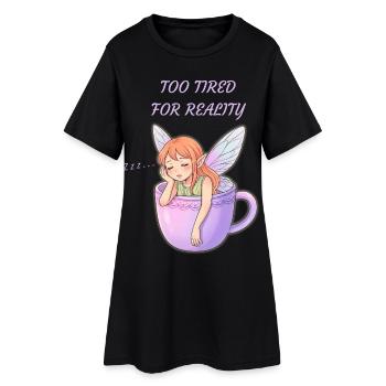 Tired Fairy Sleeping In The Mug - Robe T-shirt Femme - noir - Devant