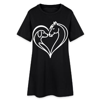 Herz Pferd Hund - Frauen T-Shirt-Kleid - Schwarz - Vorne