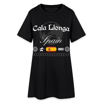 Cala Llonga Italien Streetwear Reise Souvenir - Frauen T-Shirt-Kleid - Schwarz - Vorne