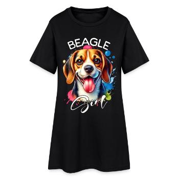 Beagle Mädchen Beagle - Frauen T-Shirt-Kleid - Schwarz - Vorne