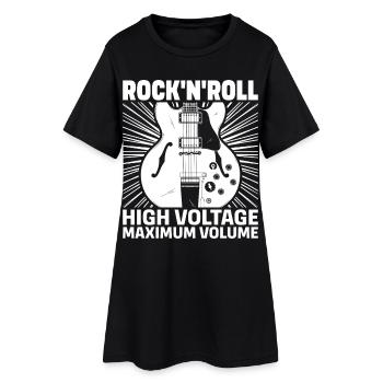 Rock'N'Roll Hochspannungsgitarre - Frauen T-Shirt-Kleid - Schwarz - Vorne