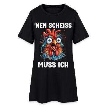 Ein Scheiss muss ich ein lustiger und frecher Huhn - Frauen T-Shirt-Kleid - Schwarz - Vorne