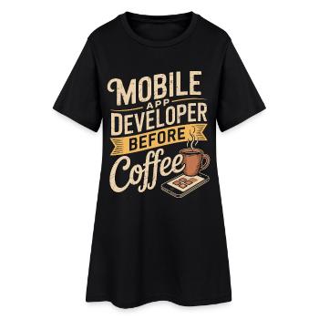 Développeur d’applications mobiles avant de coder Coffee Lover - Robe T-shirt Femme - noir - Devant