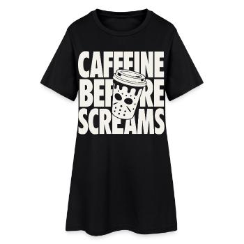 Caffeine Before Screams Horror Design - Frauen T-Shirt-Kleid - Schwarz - Vorne
