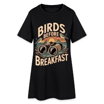 Birds before breakfast - Women’s T-Shirt Dress - black - Front