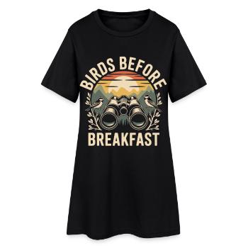 Birds Before Breakfast Retro Logo - Women’s T-Shirt Dress - black - Front