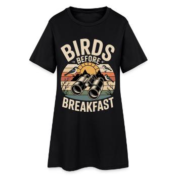 Birds before breakfast - Women’s T-Shirt Dress - black - Front