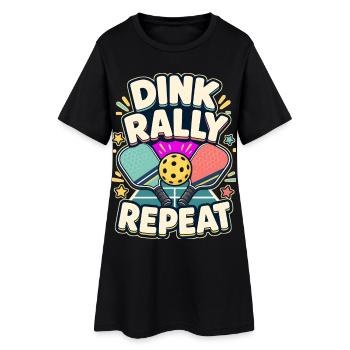 DINK RALLY REPEAT Nickerchen - Frauen T-Shirt-Kleid - Schwarz - Vorne