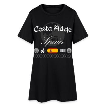 Costa Adeje Spanien Streetwear Reise Souvenir - Frauen T-Shirt-Kleid - Schwarz - Vorne