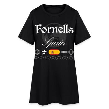 Fornells Spanien Streetwear Reise Souvenir - Frauen T-Shirt-Kleid - Schwarz - Vorne