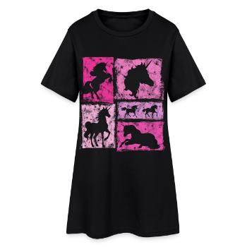 Unicorn Perspectives – Vintage Style with Stars - Women’s T-Shirt Dress - black - Front