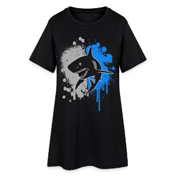 Requins Requins Éclaboussures de couleur Hommes enfants Garçons Requin - Robe T-shirt Femme - noir - Devant