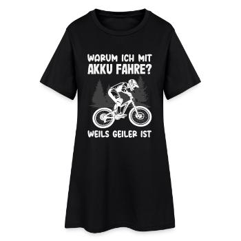 E-Bike Mountainbike Mit Akku Lustiger E-Mtb Spruch - Frauen T-Shirt-Kleid - Schwarz - Vorne