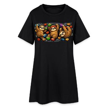 Trois paresseux Bloc Dessin - Robe T-shirt Femme - noir - Devant