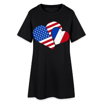 France USA Love French American - Women’s T-Shirt Dress - black - Front