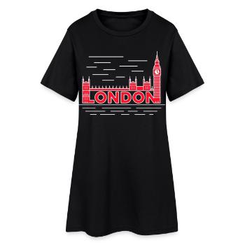 London Skyline Fettrot - Frauen T-Shirt-Kleid - Schwarz - Vorne