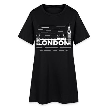 Londoner Skyline-Typografie - Frauen T-Shirt-Kleid - Schwarz - Vorne