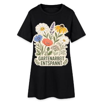 Gartenarbeit entspannt - Frauen T-Shirt-Kleid - Schwarz - Vorne