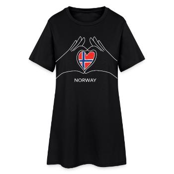 Norway Fan Heart with Norwegian Flag Norway - Women’s T-Shirt Dress - black - Front
