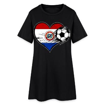 Paraguay Flagge Fußball mit Herz used - Frauen T-Shirt-Kleid - Schwarz - Vorne