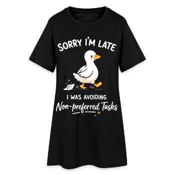 Sorry I'm Late Ente Prokrastination Spruch - Frauen T-Shirt-Kleid - Schwarz - Vorne