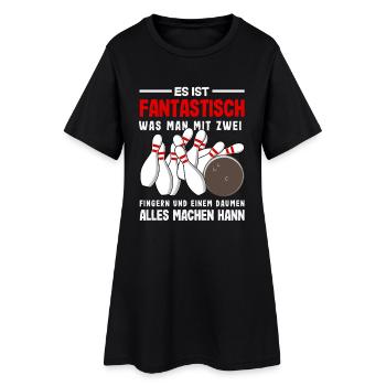 Fantastisch Bowling Finger Daumen - Frauen T-Shirt-Kleid - Schwarz - Vorne
