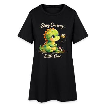Aquarelle Dino : Reste curieux, petit - Robe T-shirt Femme - noir - Devant
