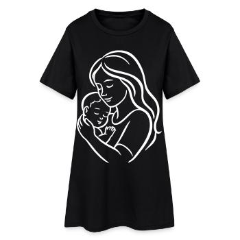 Mutter hält Kind – Liebevolles Mama Design - Frauen T-Shirt-Kleid - Schwarz - Vorne