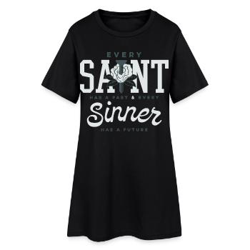 Heilige & Sünder: Vergangenheit Zukunft - Frauen T-Shirt-Kleid - Schwarz - Vorne