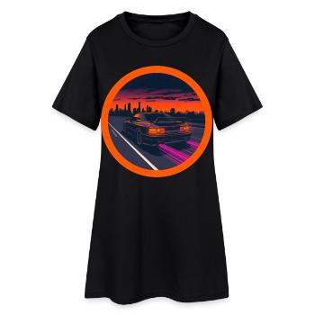 T-shirt rétro JDM Sports Car Synthwave Cyberpunk - Robe T-shirt Femme - noir - Devant