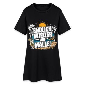 Mallorca Urlaub Strand Palmen Sommer Vintage - Frauen T-Shirt-Kleid - Schwarz - Vorne