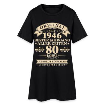 Original 1946 Bester Jahrgang 80. Geburtstag - Frauen T-Shirt-Kleid - Schwarz - Vorne