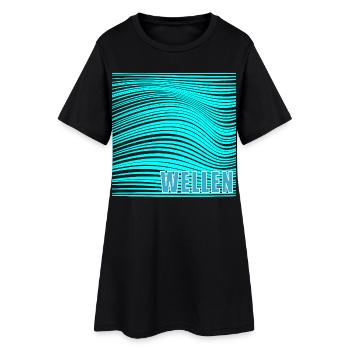 Surfing Sommer - Meer Wellen - Frauen T-Shirt-Kleid - Schwarz - Vorne