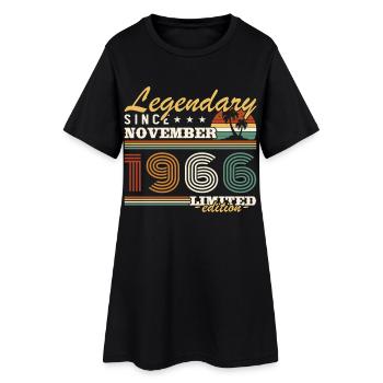 Novembre 1966 Vintage Anniversaire Rétro - Robe T-shirt Femme - noir - Devant