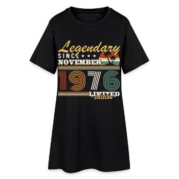 Novembre 1976 Vintage Anniversaire Rétro - Robe T-shirt Femme - noir - Devant