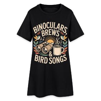 Binoculars Brews Bird Songs - Women’s T-Shirt Dress - black - Front