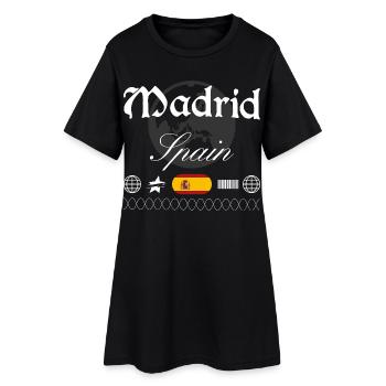 Madrid Spanien Streetwear Reise Souvenir - Frauen T-Shirt-Kleid - Schwarz - Vorne
