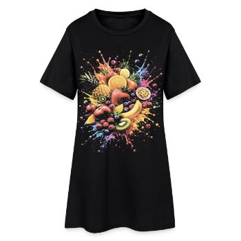 Fruits Tropicaux Multicolores Splash Art - Robe T-shirt Femme - noir - Devant