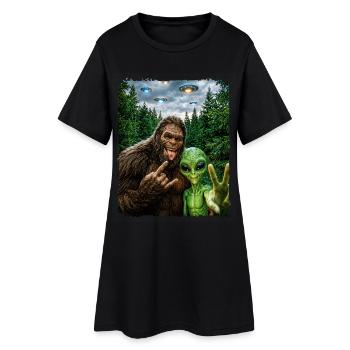 Bigfoot, Alien Rocker, Musique Rock, Main de Rock, OVNI - Robe T-shirt Femme - noir - Devant