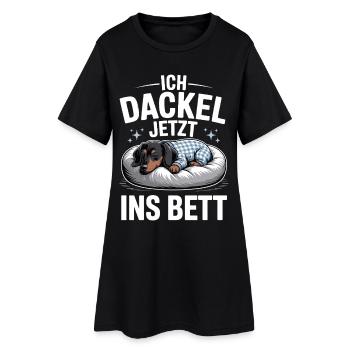 Offizielles Schlafshirt Schlafanzug Dackel Hund - Frauen T-Shirt-Kleid - Schwarz - Vorne